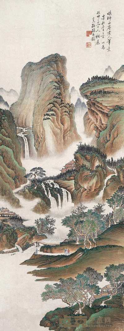 张石园 1951年作 仿西庐笔意山水 立轴 100×38cm